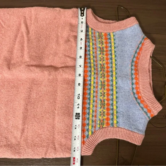 Boden Pink Fair Isle Sweater Tank with Blue Yoke - Picture 8 of 11
